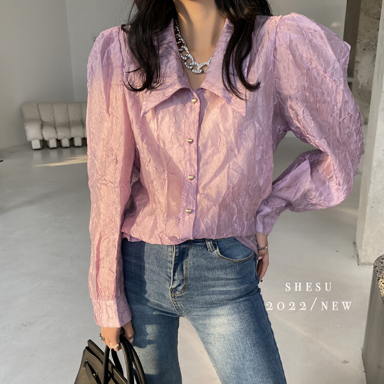 New year in early spring! [she Su] Korean style niche design bubble sleeve shirt 5220# zxx