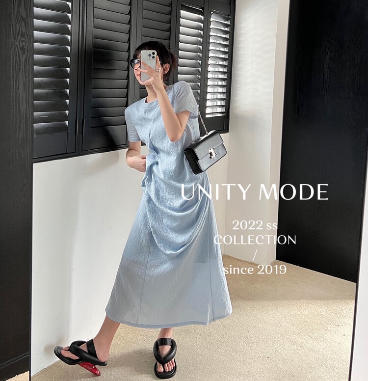 [unit] irregular temperament design niche loose dress 8009# cqw