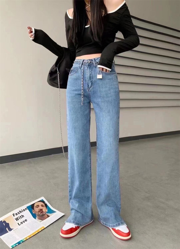 [oz] Korean wide leg comfortable jeans (with belt) ys1-3205# hyy