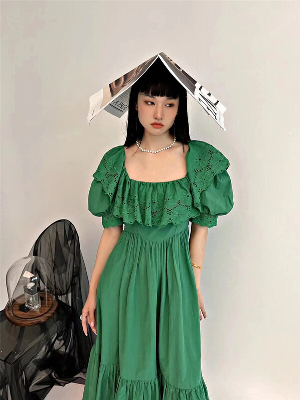 [D2] French Vintage square neck dress 2203096# CSX