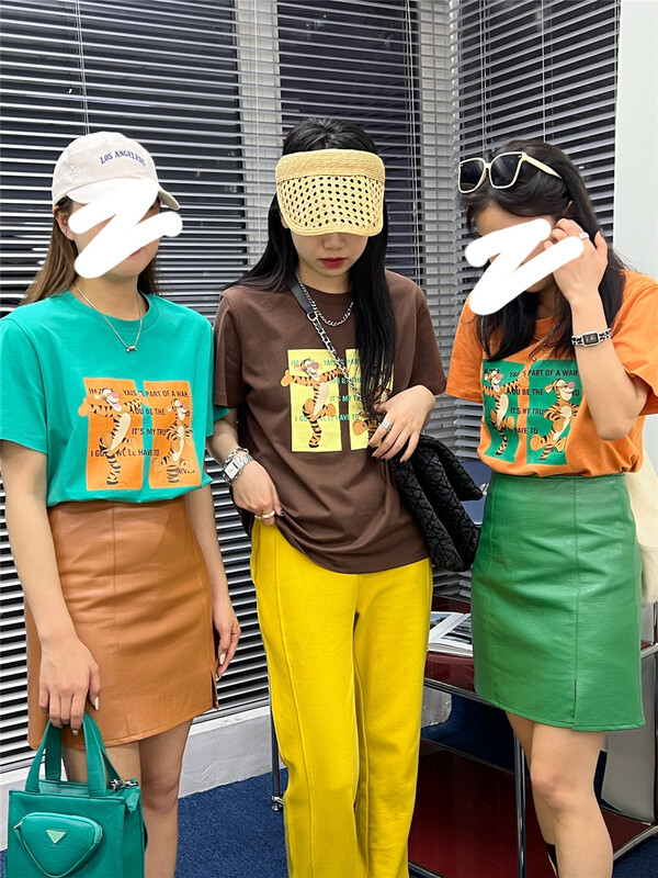 New year in early spring! [rich Papa] Tigger print loose Vintage short sleeve T-shirt (excluding necklace) 21t184# zxx
