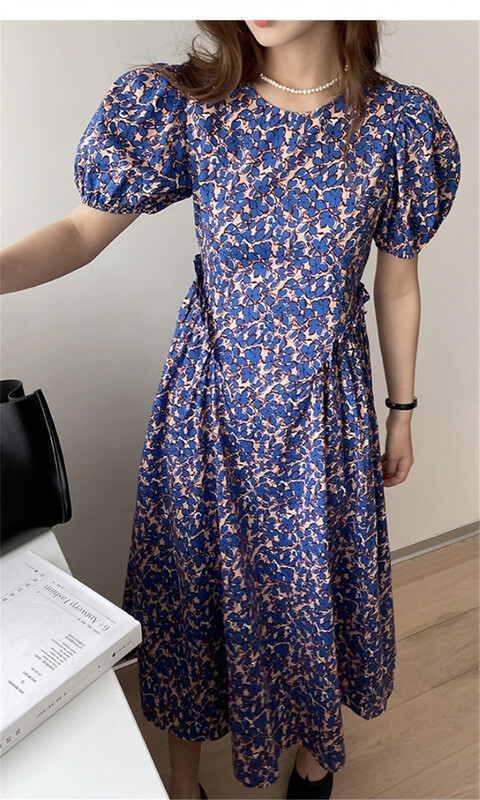 [Sumi] French style color contrast Pleated Dress 22617# zjy