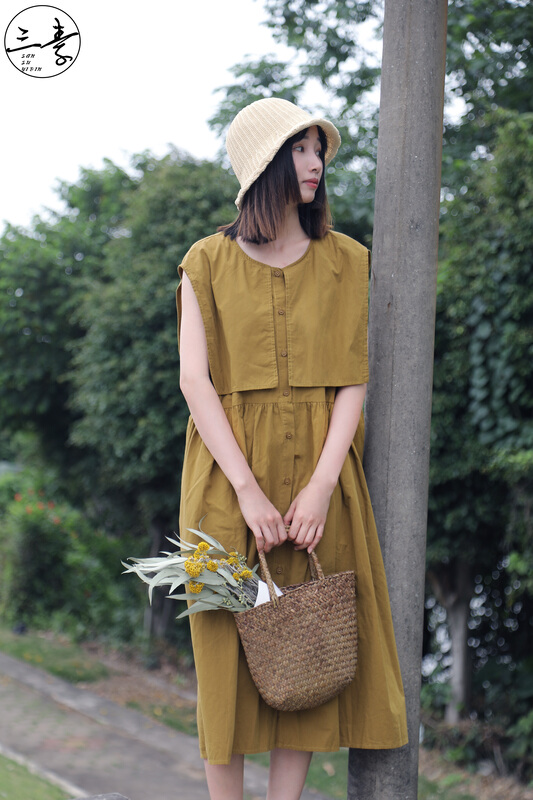 [original three element clothes] simple temperament casual loose dress 66002# XYJ