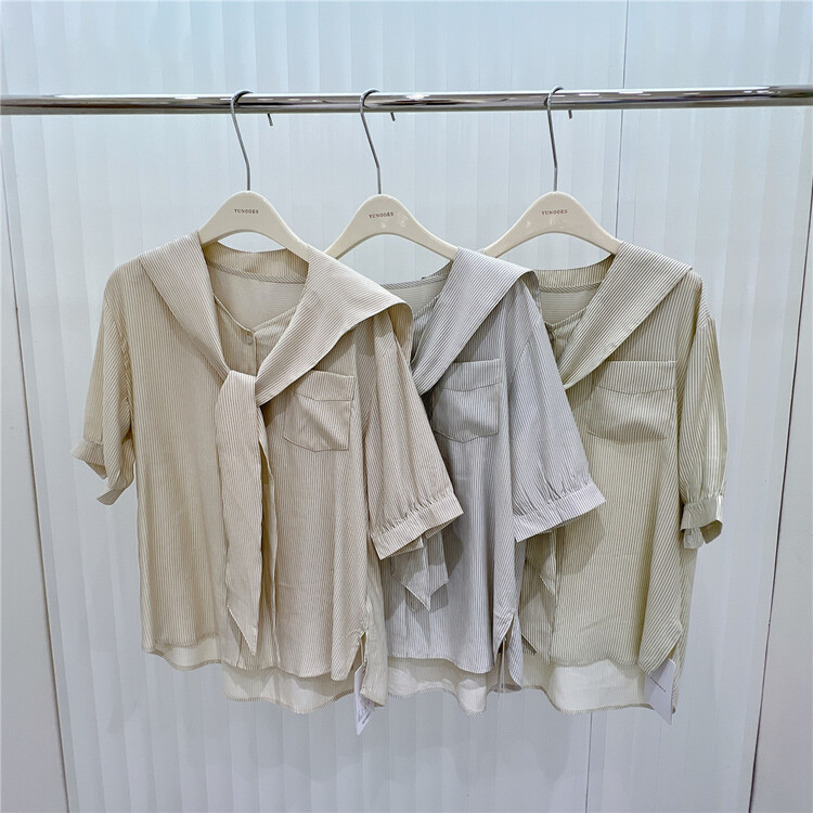 [yunooes] simple stripe versatile shirt 8021-2# XYJ