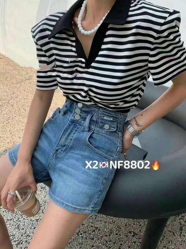 [x2 square] high waist two button comfortable Korean denim shorts 8802# ll