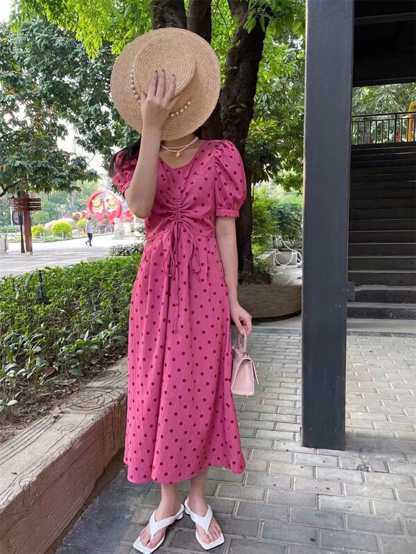 [tab CP] lady temperament wave point thin dress 8091# CSX