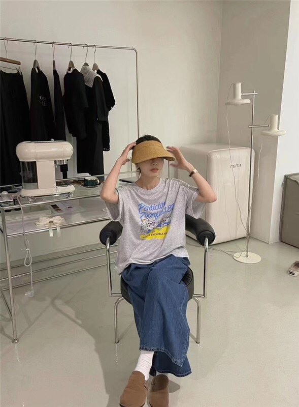 [buyer Yan Xuan have u] Korean letters loose and versatile ins short sleeve T-shirt z0099# Cl