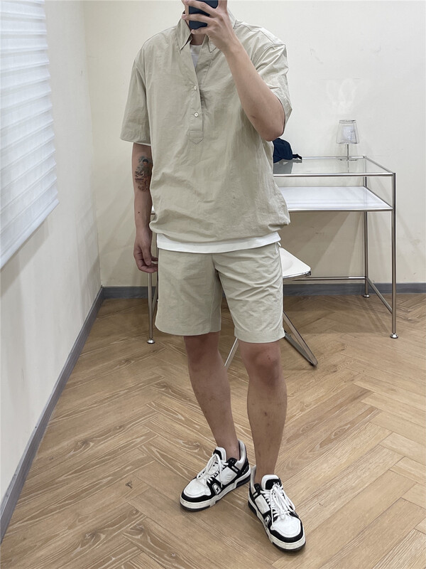 [simple] fashion short sleeve T-shirt + comfortable casual shorts two piece suit a097-1# ZZL