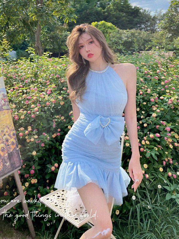 goods in stock! [pepper] bow tie gentle French dress 1205# ozq