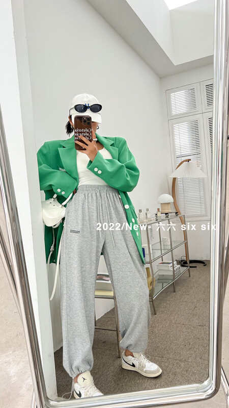 New year in early spring! [66] simple letter lower leg drawstring casual pants 16007# L