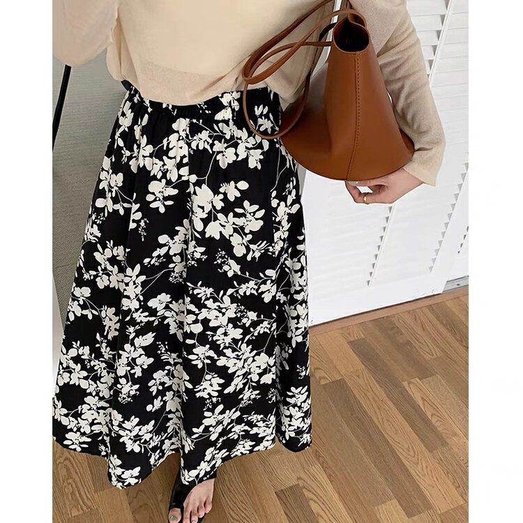 [Ming] French Style Floral high waist mid length skirt 1802# LSW