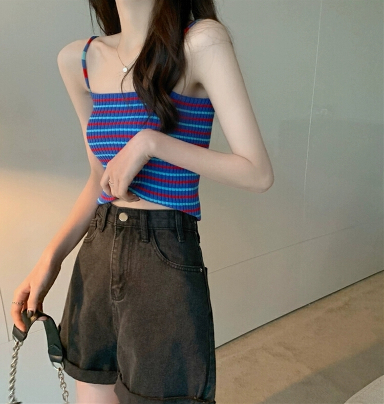 [inside] elegant retro versatile striped vest / sling 822116# zxl