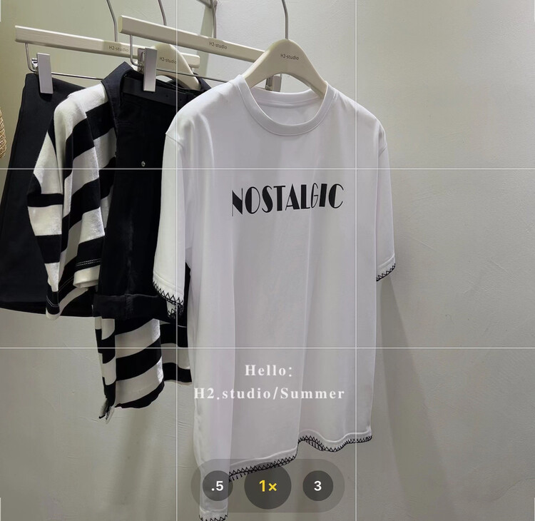 [h2-studio] casual crew neck lettered short sleeve T-shirt a830# HBx