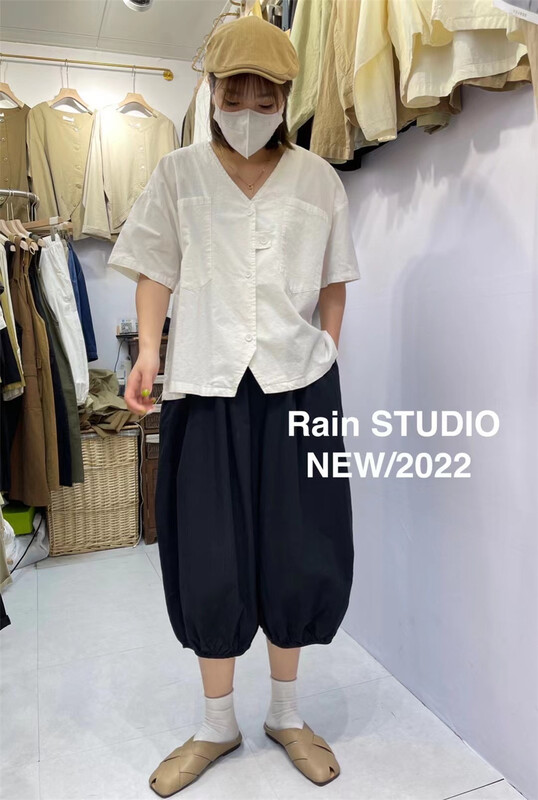 [rain] V-neck fashion Korean shirt 82068# L
