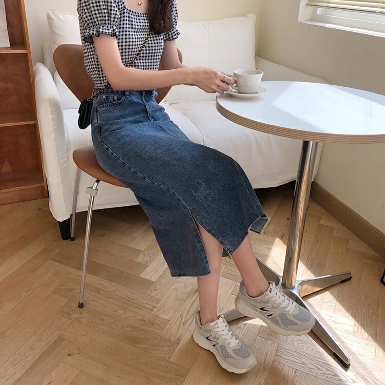 New year in early spring! [timely rain] Han Feng ins versatile high waist design, side slit slim skirt (only selling skirt) f279# WPL