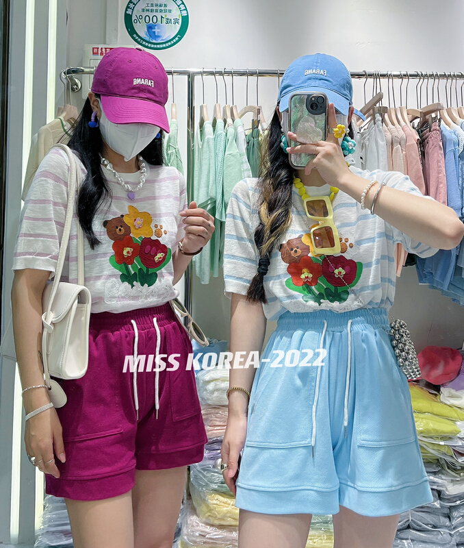 [Miss Korea] Korean casual stripe printed T-shirt 6641# HBx