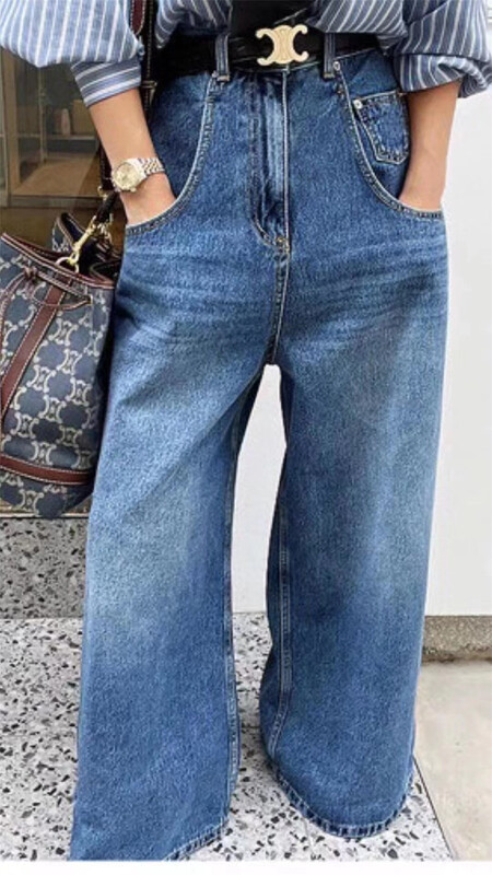 [Korean palace queen] Korean high waist loose wide leg jeans (without belt) 8827# WPL
