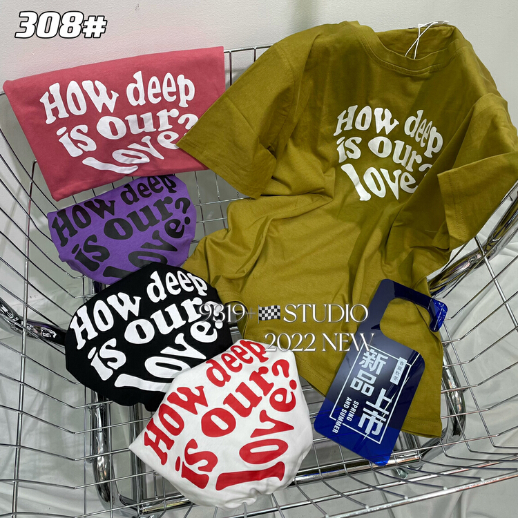 Original price 21.73! [9319] simple letter printed short sleeve T-shirt 308# L