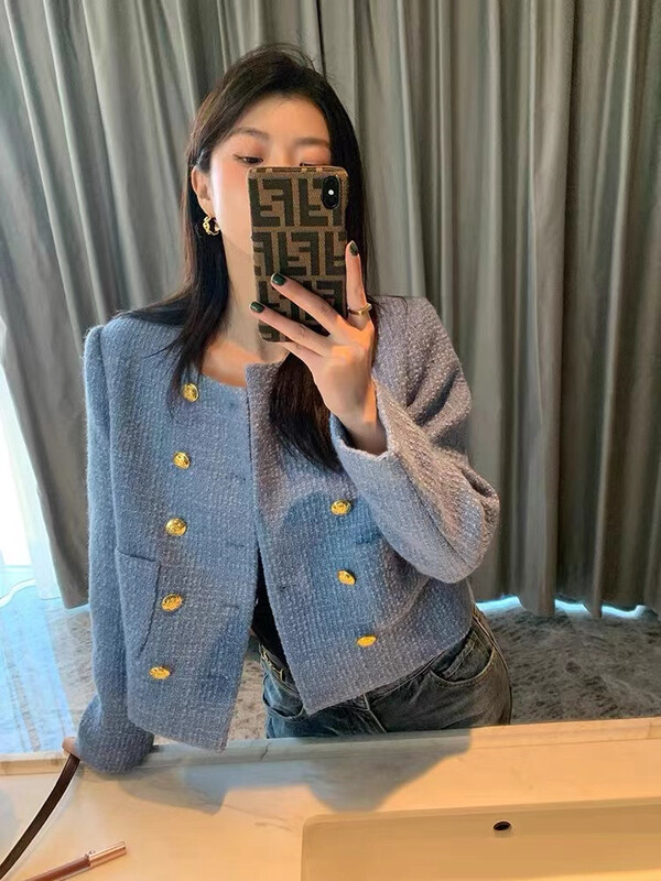 New year in early spring! [retain] Xiaoxiang round neck double row button jacket 219022# jhy