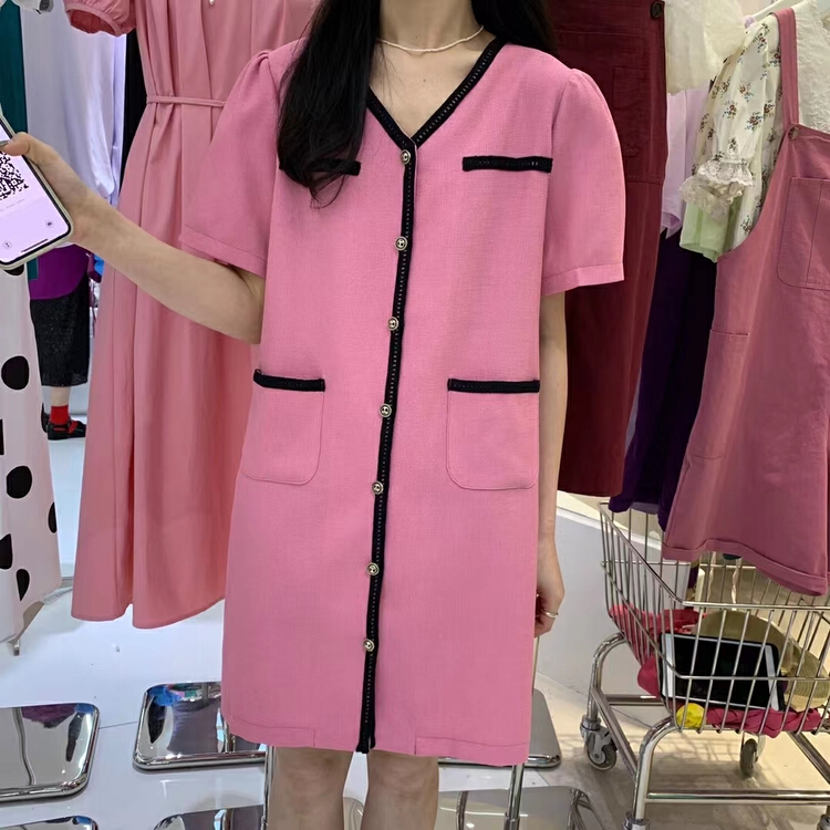 [TP. Master] Korean xiaoxiangfeng V-neck breasted dress 66390# zxx