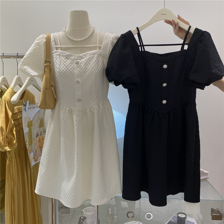 [Neil] square neck simple and comfortable dress (excluding necklace) 2121# LSW