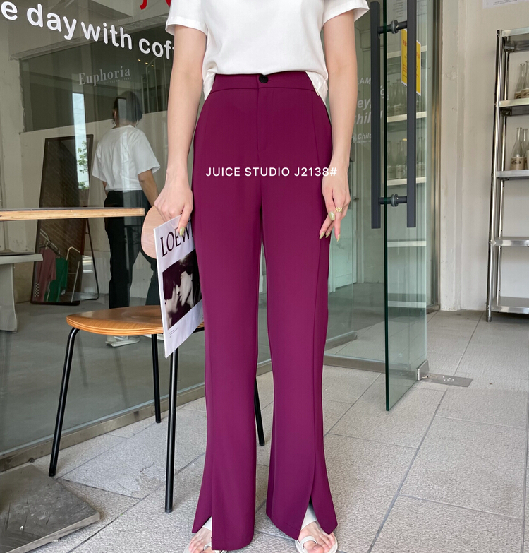 New in early summer! [juice] slit elastic casual trousers j2138# ll