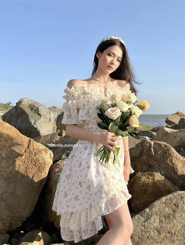 [Xiye] sweet little fresh broken flower irregular dress ys1-713# JJ