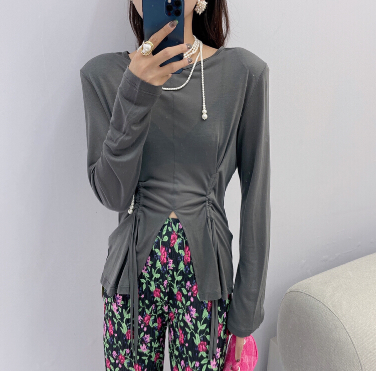 New in early summer! [Xi Xi] Tencel drawstring sunscreen long sleeve T-shirt 6122-1# ozq