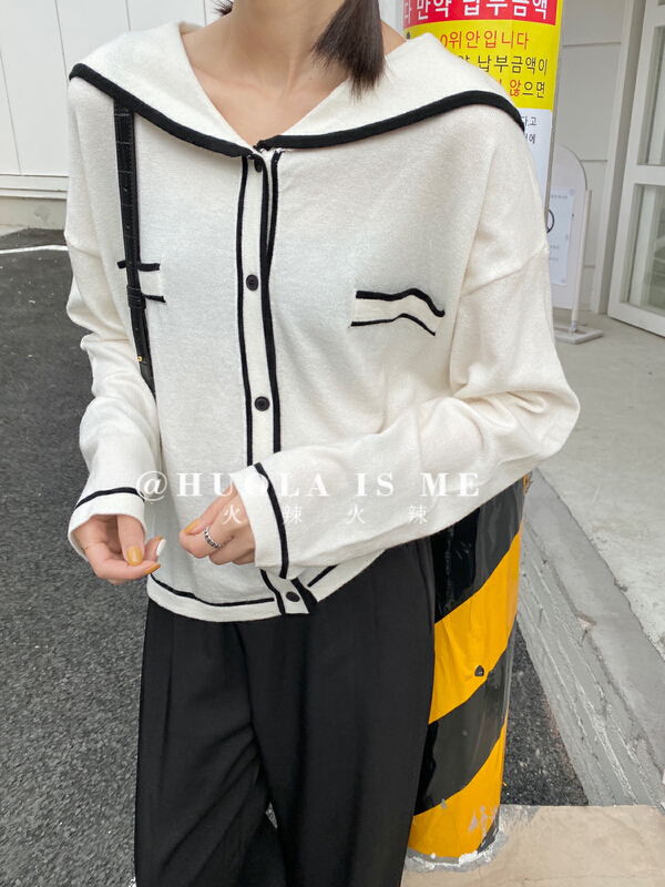 New year in early spring! [hot Huola is me] Korean color contrast versatile T-shirt (30% wool) 7521# cqw