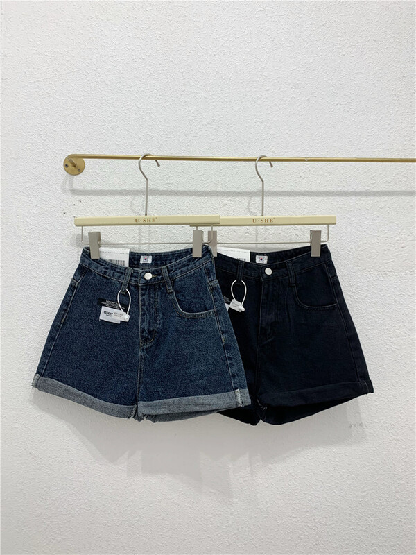 New in early summer! [u.she] high waist and thin A-line denim shorts 6712# cqw