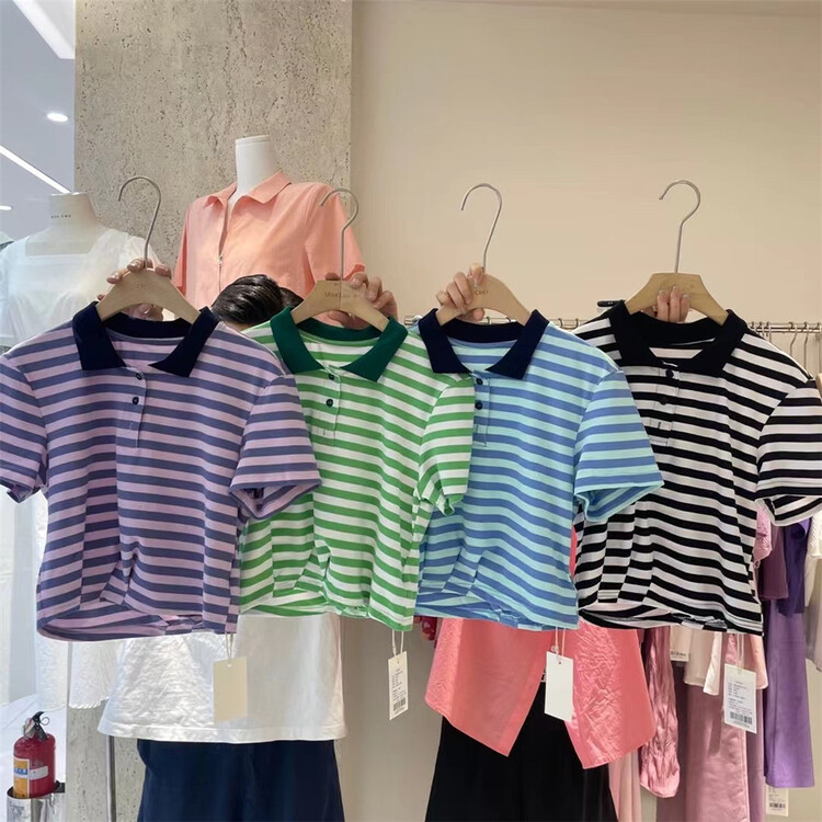 [miss LAN] Korean stripe short sleeve polo shirt 10099# XJ