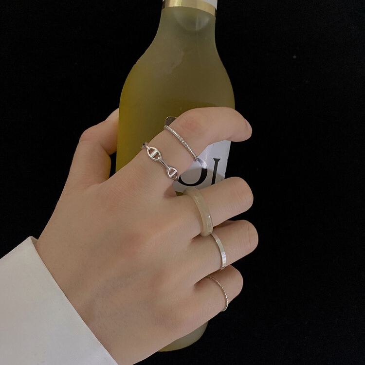[inside] ins cool style simple Personalized Silver Plain ring combination ring (alloy) j0183# zxl