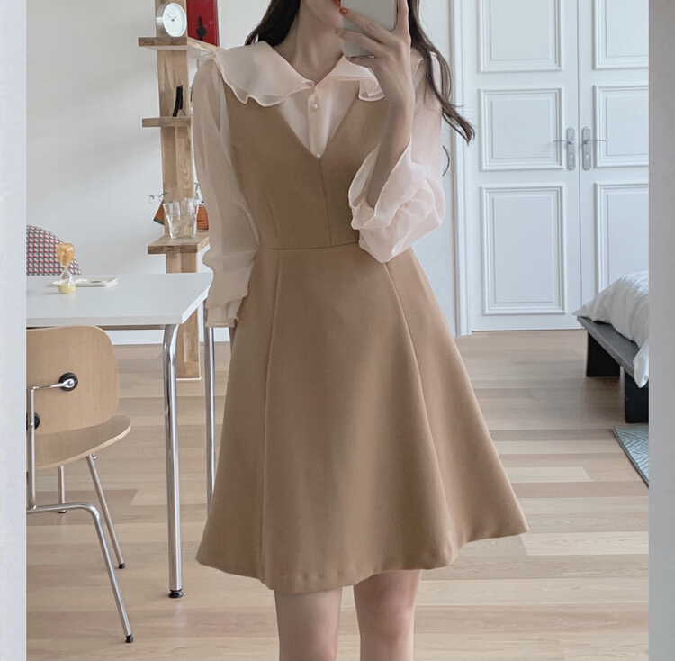 New year in early spring! [timely rain] Han Feng ins sweet double-layer lotus leaf collar loose temperament versatile shirt (only shirts) 05212# jhy