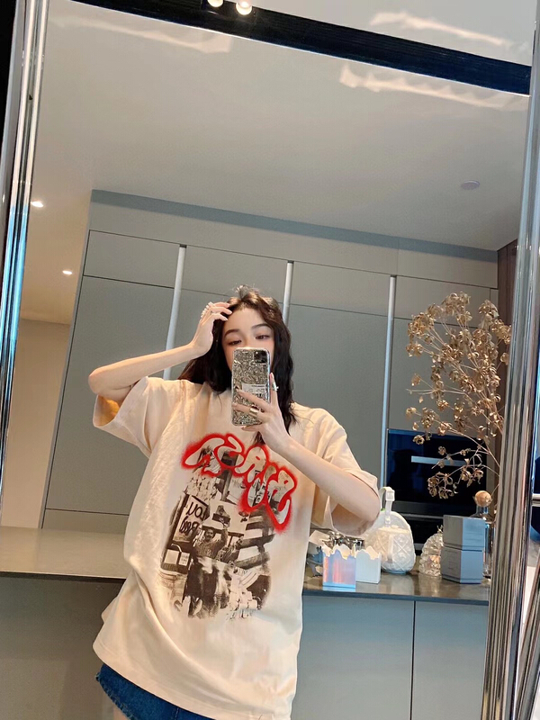 New in early summer! [Nancy] high sense exquisite letter pattern design Short Sleeve T-shirt 6130# WPL