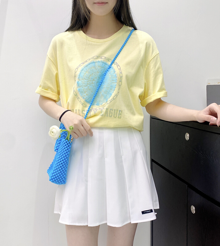 New in early summer! [BL Bertie Leah] heavy craft jacquard loose short sleeve T-shirt 23258# XYJ
