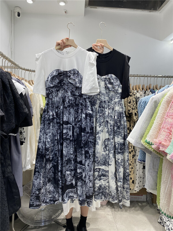 New in early summer! [Camelia] temperament print mosaic dress 9656# hjy