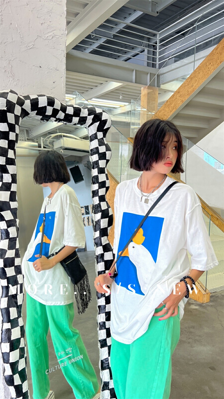 New in early summer! [more] fashionable and versatile duck head print short sleeve T-shirt 8881# ozq