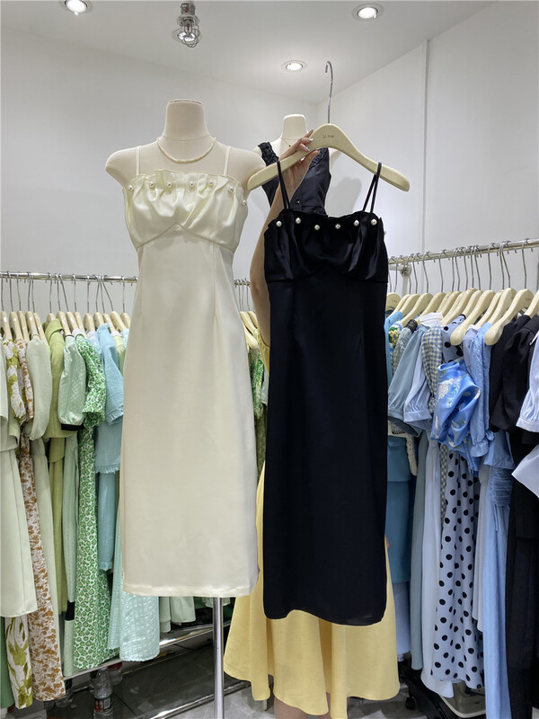 goods in stock! New in early summer! [u.me] retro elegant high waist suspender dress 59880# hjy