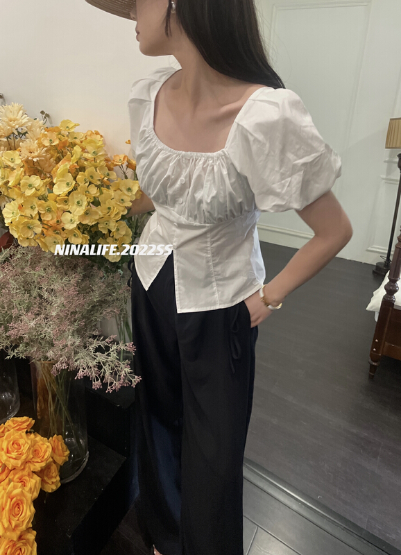 [Nina life] bubble sleeve fashion temperament blouse ys2-6006# zxl