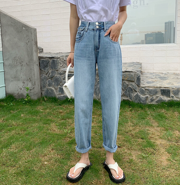 [JFT] high waist straight tube versatile jeans jft5521# CLS