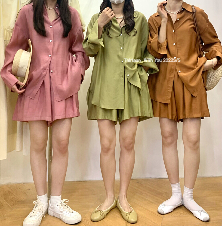 [thirten thirteen] Korean light sunscreen shirt + versatile casual Shorts Set 1619# XYY