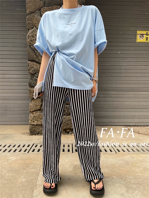 [Fafa] elastic waist stripe slacks 16839# zxl