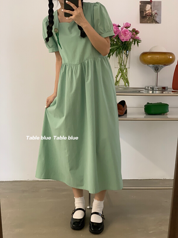 [table blue] Korean loose three-dimensional floret dress 2136# LSW