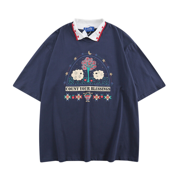 [INS error] color blocked Pullover comfortable polo shirt p1729# hyy