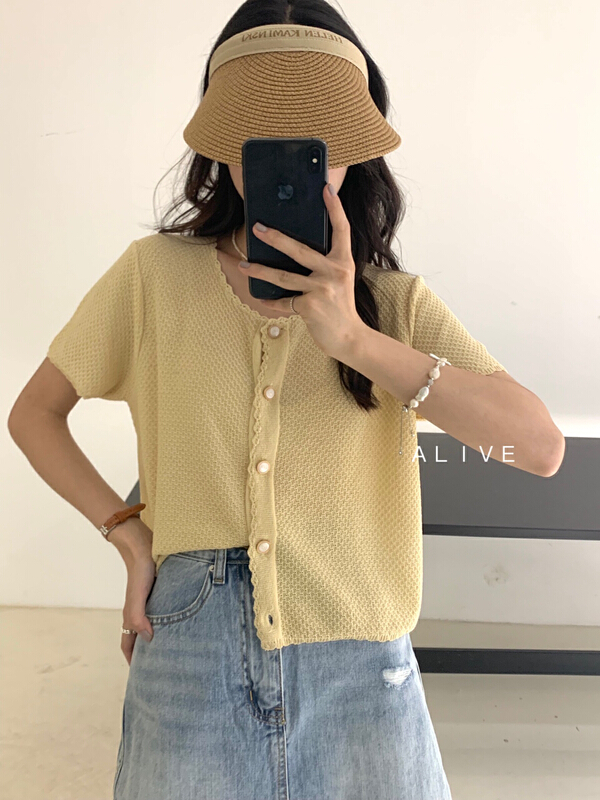 [alive] xiaoxiangfeng breasted solid color sweater 201358# lwy