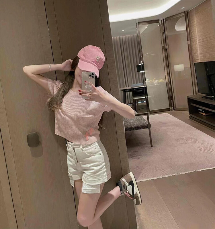 [big C studio] Korean fashion cross short sleeved sweater 9882# PCZ