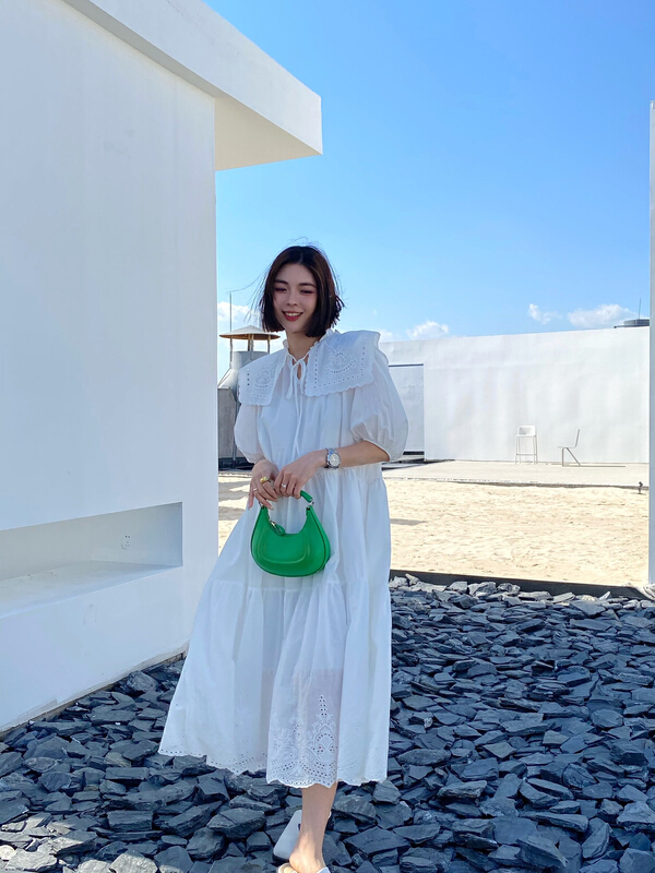 New in early summer! [Za] French niche doll neck hollow out dress 10516# LSL