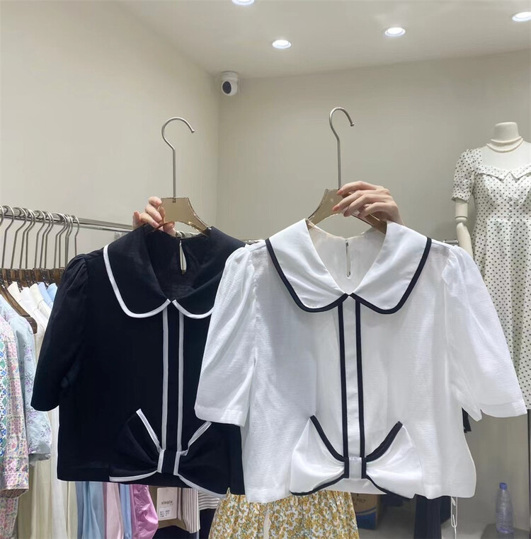 New in early summer! [single] Korean color blocking versatile small shirt 9950# JJ