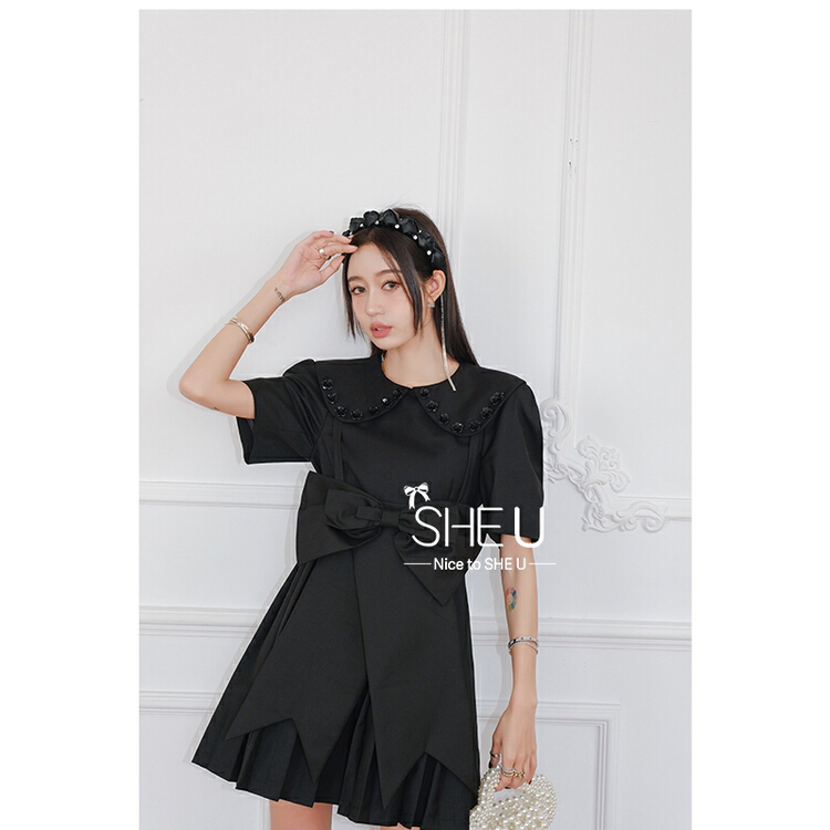 New year in early spring! [she u] high sense of temperament design sense of minority flower dress (non detachable flower) c88619# cqw
