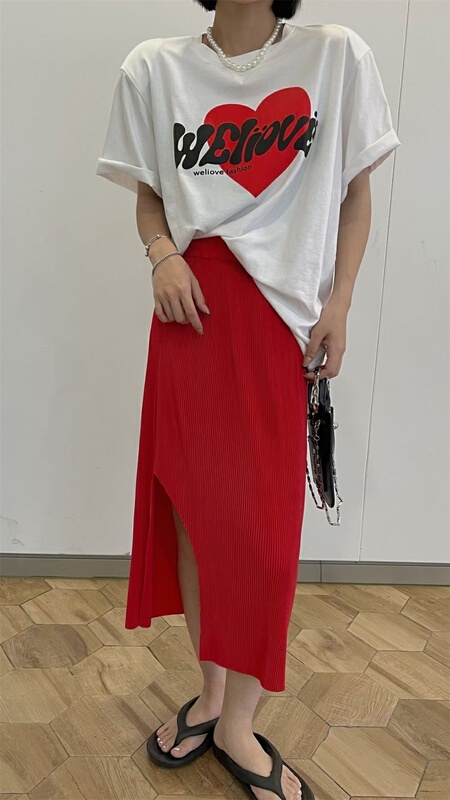 [Sasa] Korean version crimping irregular design medium length skirt 725# PCZ